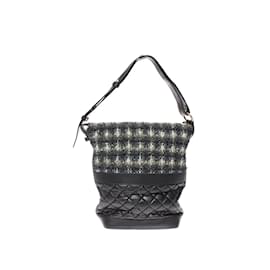 Chanel-Borsa tote in tweed e pelle di agnello-Nero