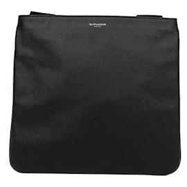Yves Saint Laurent-Flache Umhängetasche aus Leder 326858-Schwarz