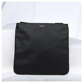 Yves Saint Laurent-Leather Flat Messenger Bag 326858-Black