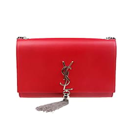 Yves Saint Laurent-Borsa a tracolla media Kate in pelle con nappe 354119-Rosso
