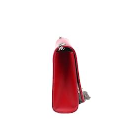 Yves Saint Laurent-Sac à bandoulière Kate moyen en cuir à pompons 354119-Rouge