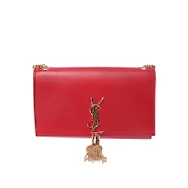 Yves Saint Laurent-Borsa a tracolla media Kate in pelle con nappe 354119-Rosso