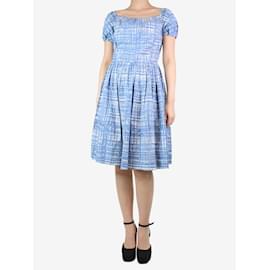 Prada-Blue off-shoulder pleated midi dress - size UK 10-Blue