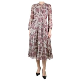 Burberry-Vestido midi de seda com estampa floral multicolorido - tamanho Reino Unido 8-Multicor