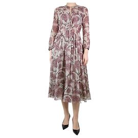 Burberry Robe midi en soie imprimée florale multicolore - taille UK 8 Multicolore
