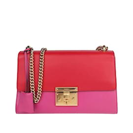 Gucci-Mittlere Umhängetasche aus Leder mit Vorhängeschloss 409486-Pink