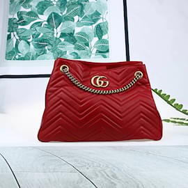 Gucci-GG Marmont Metelasse Mittelgroße Umhängetasche 453569-Rot