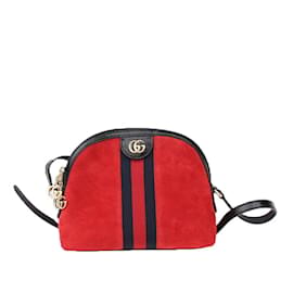 Gucci-Petit sac à bandoulière Ophidia en cuir suédé 499621-Rouge