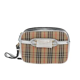 Burberry-House Check & Leather Trimmed Shoulder Bag-Brown