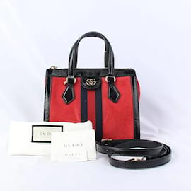 Gucci-Small Ophidia  Suede Tote Bag 547551-Red