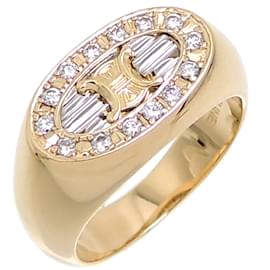 Céline-18K Triomphe Diamond Ring-Golden