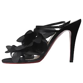 Christian Louboutin-Black strappy floral heels - size EU 37.5 (Uk 4.5)-Black