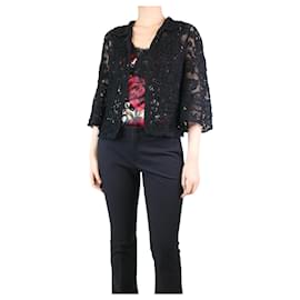 Dolce & Gabbana-Black broderie-anglaise crochet jacket - size UK 12-Black