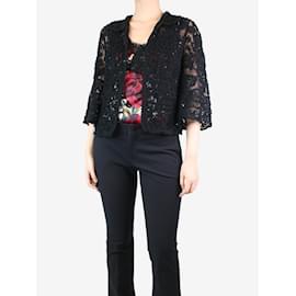 Dolce & Gabbana-Black broderie-anglaise crochet jacket - size UK 12-Black