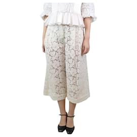 Valentino-Falda pantalón plisada de encaje color crema - talla UK 10-Crudo