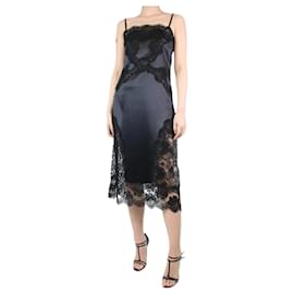 Dolce & Gabbana-Black silk-blend lace slip dress - size UK 10-Black