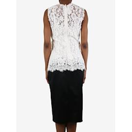 Dolce & Gabbana-White bejewelled lace top - size UK 10-White