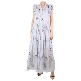 Magali Pascal Vestido largo escalonado con estampado floral azul - talla S Azul
