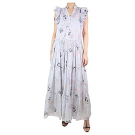 Magali Pascal-Blue floral printed tiered maxi dress - size S-Blue
