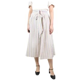 Lisa Marie Fernandez-Multicoloured striped textured midi skirt - size S-Multiple colors