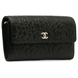 Chanel-Portefeuille à rabat Chanel CC Camellia noir-Noir