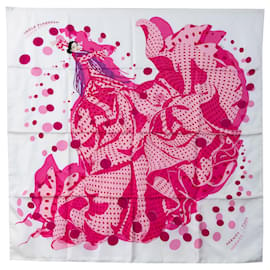 Hermès-Hermes Pink Hola Flamenca Silk Scarf-Pink,Other