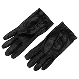 Chanel-Schwarze Chanel-Handschuhe aus Lammleder mit CC-Kettengliedern-Schwarz