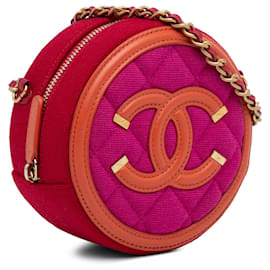 Chanel-Bolso bandolera rosa con filigrana CC de Chanel-Rosa