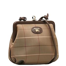 Burberry-Plaid Canvas Crossbody Bag-Bronze