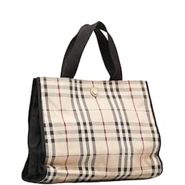 Burberry-Vintage Check Canvas Handbag-Brown
