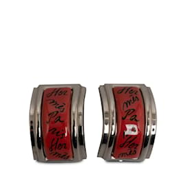 Hermès-Pendientes de clip esmaltados-Roja