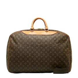 Louis Vuitton-Louis Vuitton Monogram Alize con bolso de viaje de lona con correa M41393 en buen estado-Castaño