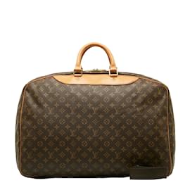 Louis Vuitton-Louis Vuitton Monogram Alize avec sac de voyage en toile à sangle M41393 en bon état-Marron