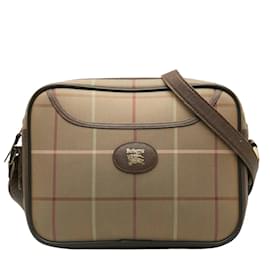 Burberry-Bolsa crossbody de lona xadrez Burberry Bolsa crossbody de lona em bom estado-Bronze