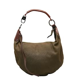 Gucci-Bolsa Gucci Canvas Half Moon Hobo Bolsa de Ombro em Lona 95726 em boas condições-Bronze