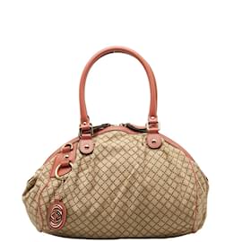 Gucci-Gucci Diamante Canvas Sukey Sacola Sacola de lona 223974 em boa condição-Rosa