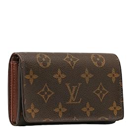 Louis Vuitton-Louis Vuitton Monogram Porte-naie Tresor Carteira Canvas Carteira Curta M61730 em boa condição-Marrom