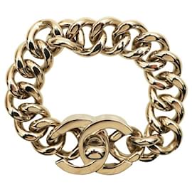 Chanel-CHANEL Cocomark CC Turnlock Chain Bracelet Silver Plated 96A Vintage Accessories-Silver hardware