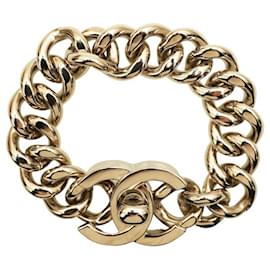 Chanel-Pulsera de cadena CHANEL Cocomark CC Turnlock plateada 96Un accesorios vintage-Hardware de plata