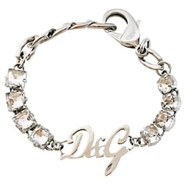 Dolce & Gabbana-Superbe bracelet en acier D&G avec cristaux carrés et ronds-Argenté
