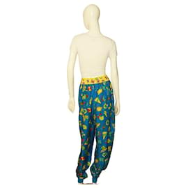 Gianni Versace-GIANNI VERSACE silk trousers Flags print size IT 46 from S/S 1993, Miami Collection-Multiple colors