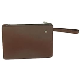 Burberry-BURBERRY Clutch Bag Leather Brown Auth bs11520-Brown