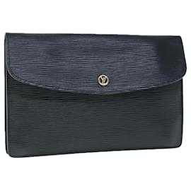 Louis Vuitton-LOUIS VUITTON Epi Montaigne 23 Clutch Bag Black M52662 LV Auth 64390-Black