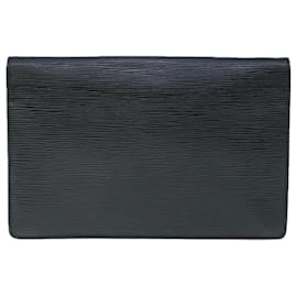 Louis Vuitton-LOUIS VUITTON Epi Montaigne 23 Clutch Bag Black M52662 LV Auth 64390-Black