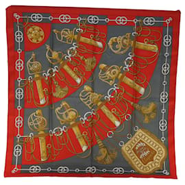 Hermès-HERMES CARRE 90 Cliquetis Scarf Silk Red Auth 64620-Red