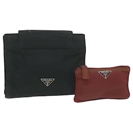 Prada-Prada pouch nylon 2Set Black Red Auth bs10809-Black,Red