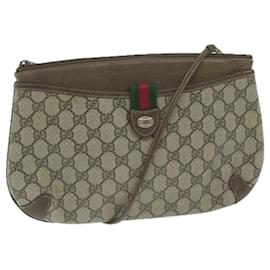 Gucci-GUCCI GG Supreme Web Sherry Line Shoulder Bag Beige Red 39 02 026 Auth th4493-Red,Beige