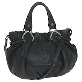 Céline-CELINE Hand Bag Leather 2way Black Auth bs11458-Black