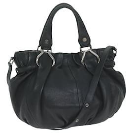 Céline-CELINE Bolso de Mano Piel Negro Auth bs11458-Negro