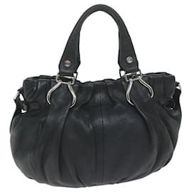 Céline-CELINE Hand Bag Leather 2way Black Auth bs11458-Black
